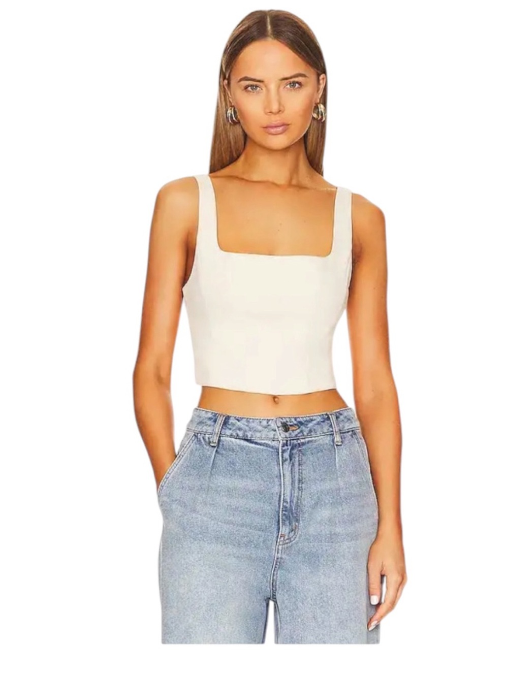 Show Me Your MuMu- Square Neck White Crop Tank Top NWT!!